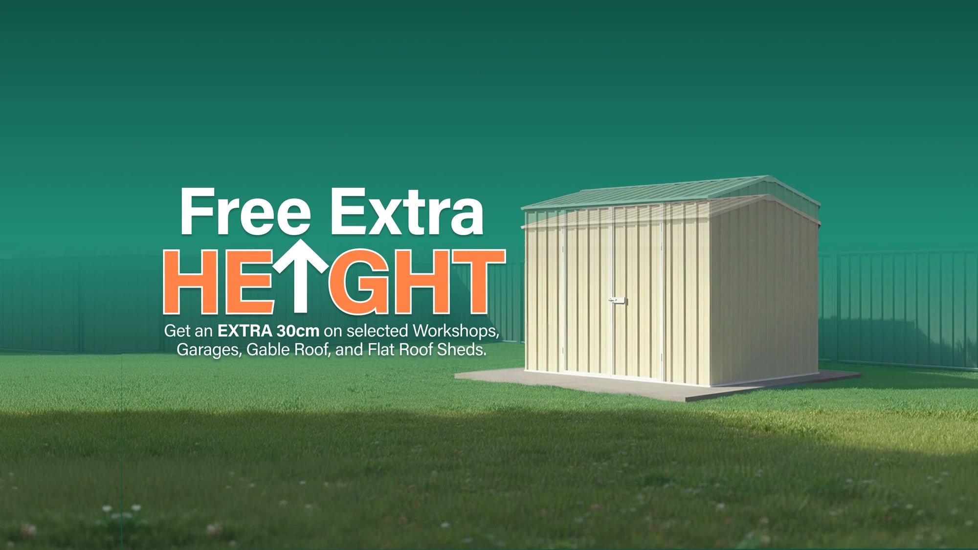 GardenShed Desktop Banner Free Extra Height Sitewide Sale Extended