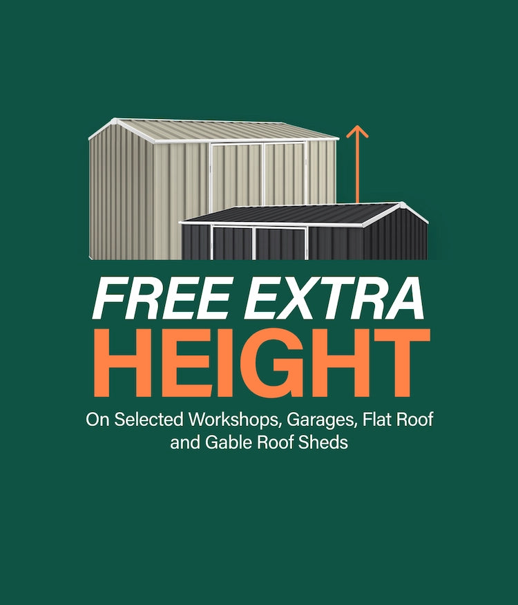 GardenShed Desktop Banner Free Extra Height Sitewide Sale Extended