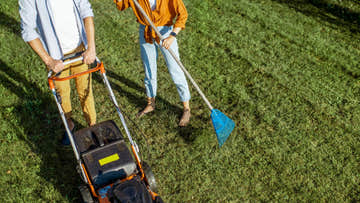 Yellow boots in the middle of the garden