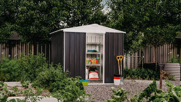 Gable slider shed in garden