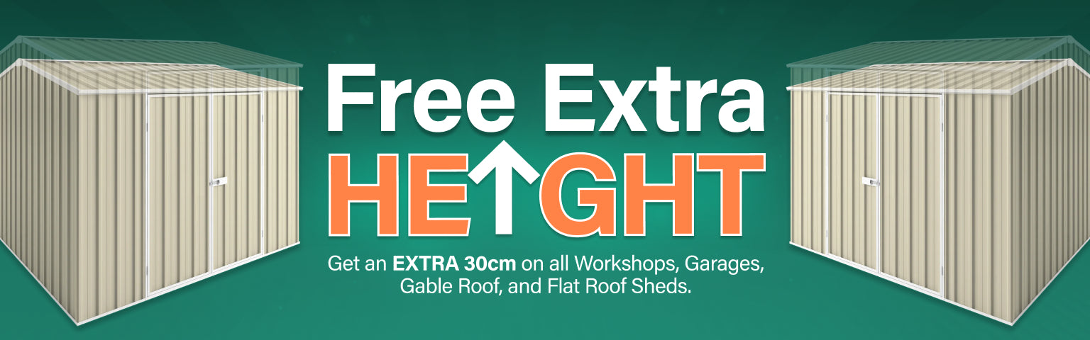 GardenShed Collection Banner Free Extra Height Sitewide Sale