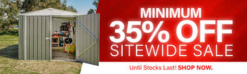 GardenShed Mega Menu Banner Minimum 35% Off Sitewide Sale