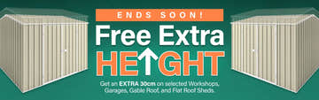GardenShed Collection Banner Free Extra Height Sitewide Sale Ends Soon