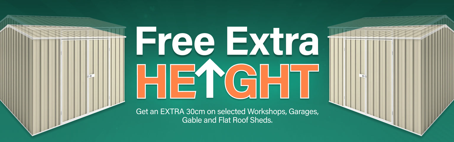 GardenShed Collection Banner Free Extra Height Sitewide Sale