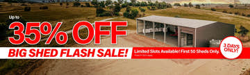 Mega Menu Banner Flash Sale Up To 35% Off Big Sheds