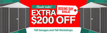 Collection Banner TAF $200 Tall Workshops & Garages Flash Sale
