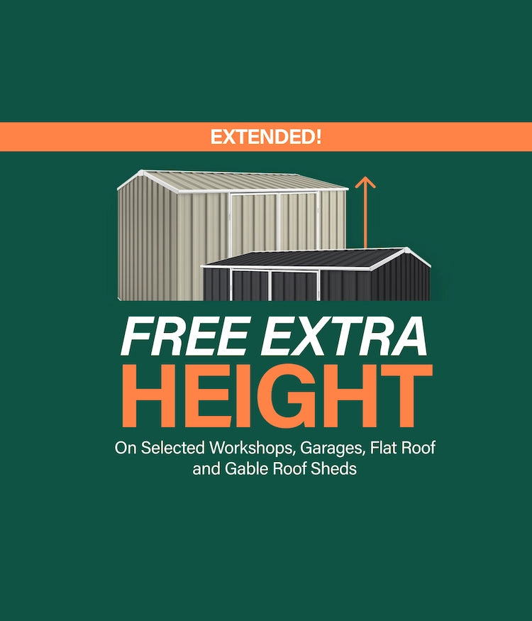 GardenShed Desktop Banner Free Extra Height Sitewide Sale Extended