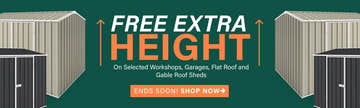 GardenShed Mega Menu Banner Free Extra Height Sitewide Sale Ends Soon