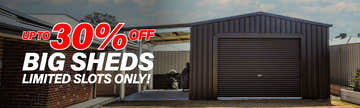Mega Menu Banner Up To 30% Off Big Sheds