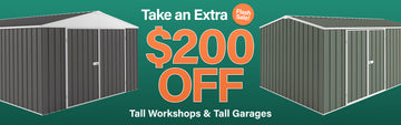 Collection Banner TAF $200 Tall Workshops & Garages Flash Sale
