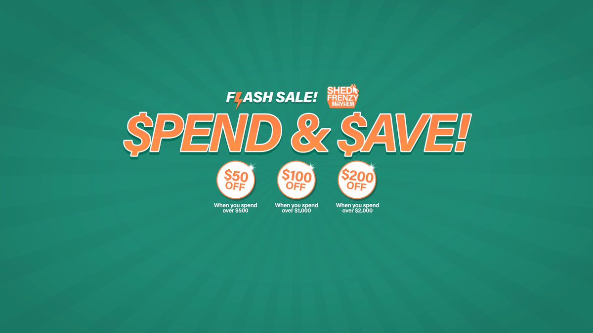 Desktop Banner Spend and Save Shed Frenzy Flash Sale