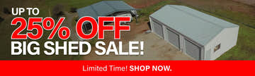 Mega Menu Banner Up To 25% Off Big Sheds