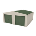 Double Garage Shed 6m x 6m x 2.4m - Mist Green/Off White