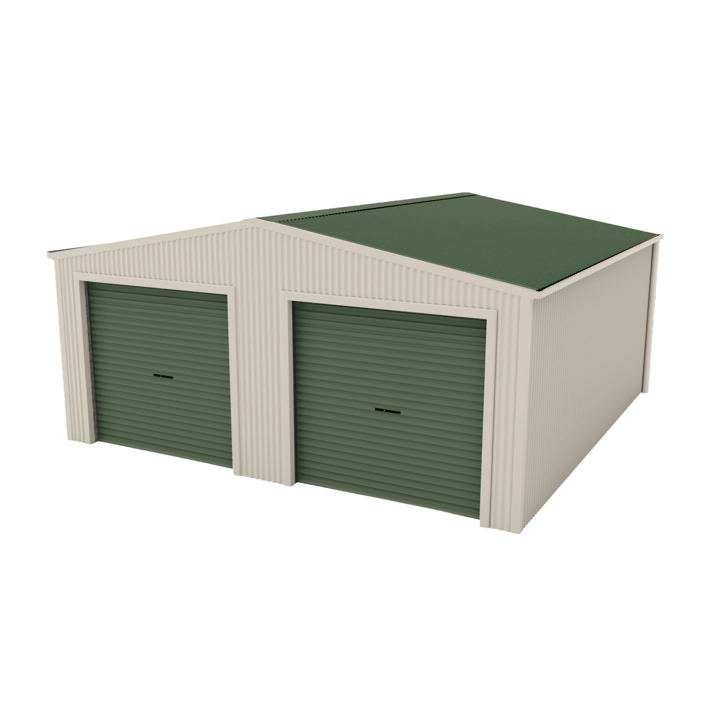 Double Garage Shed 6m x 6m x 2.4m - Mist Green/Off White