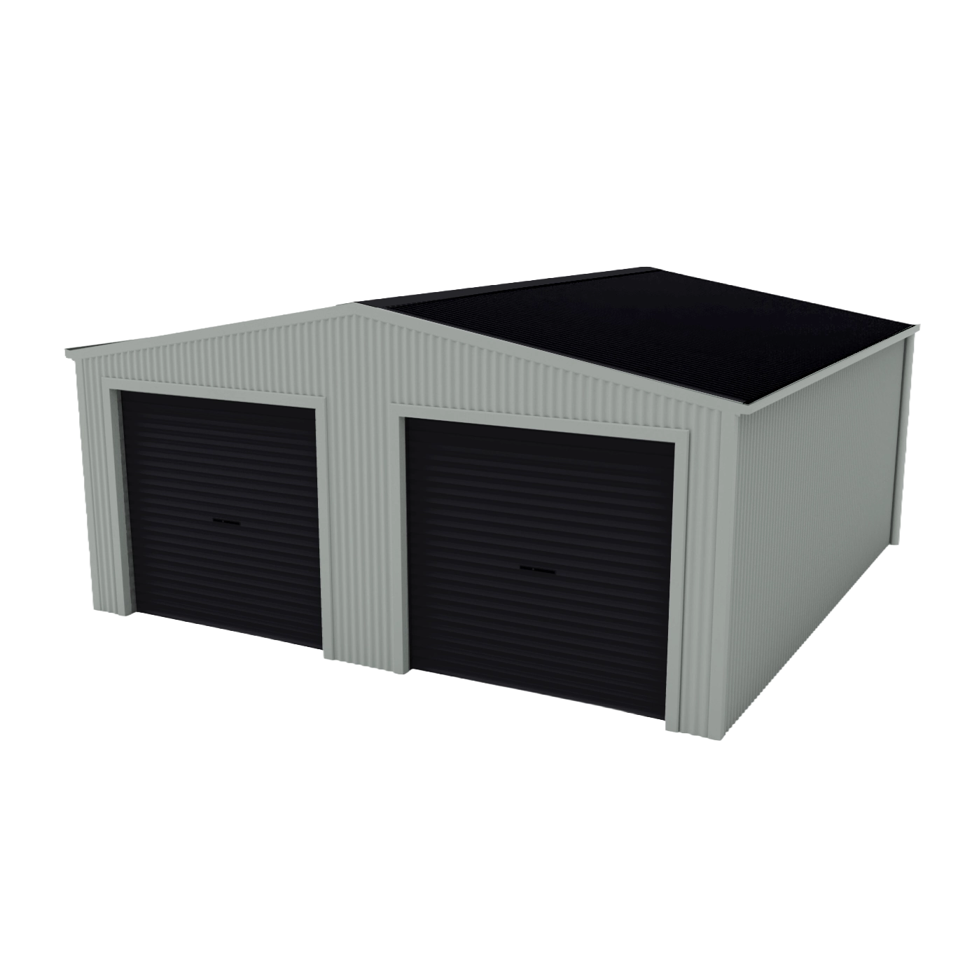 Double Garage Shed 6m x 6m x 2.4m - Mist Green/Gull Grey