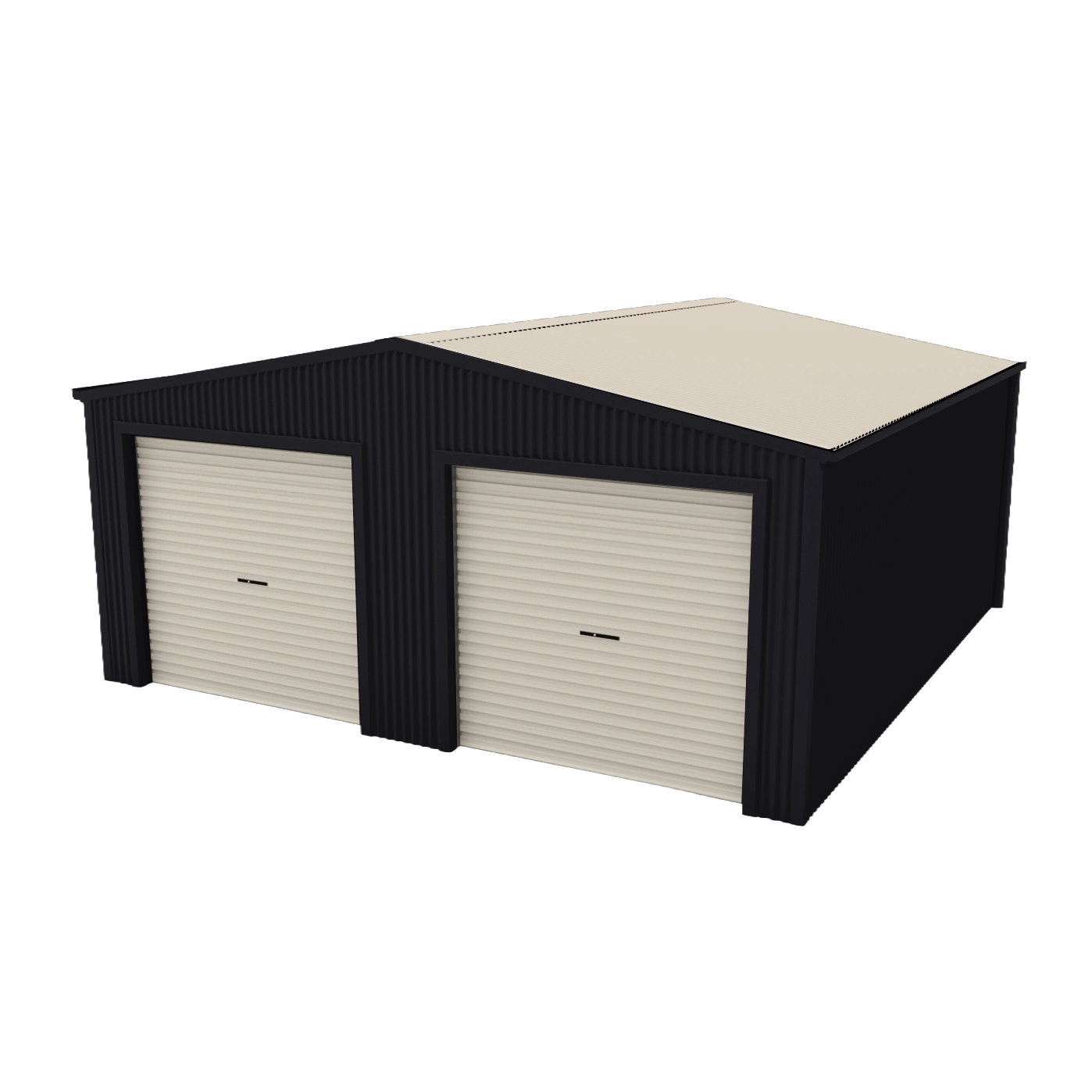 Double Garage Shed 6m x 6m x 2.4m - Off White/Monolith