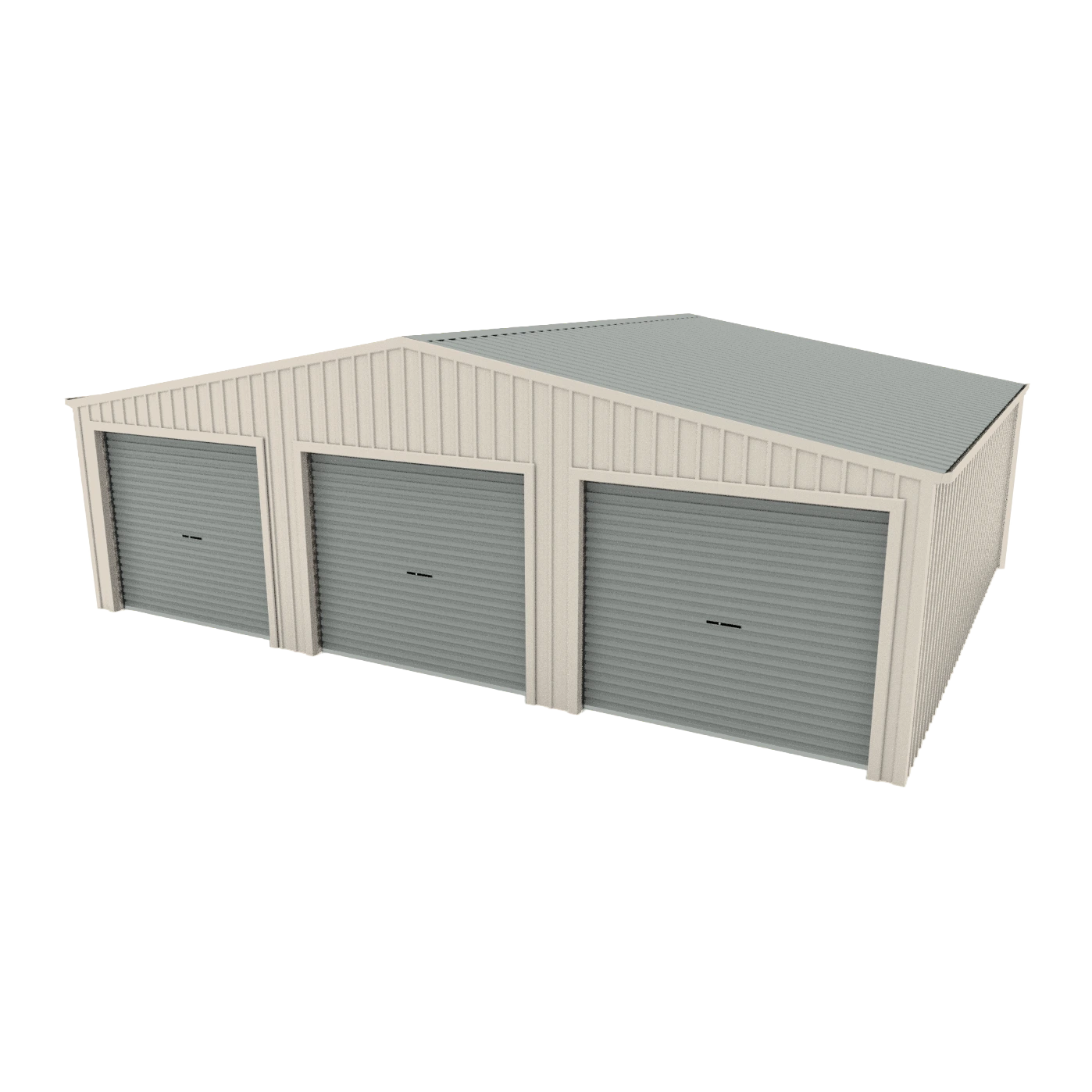 Triple Garage Shed 9.5m x 6m x 2.4m - Gull Grey/Off White