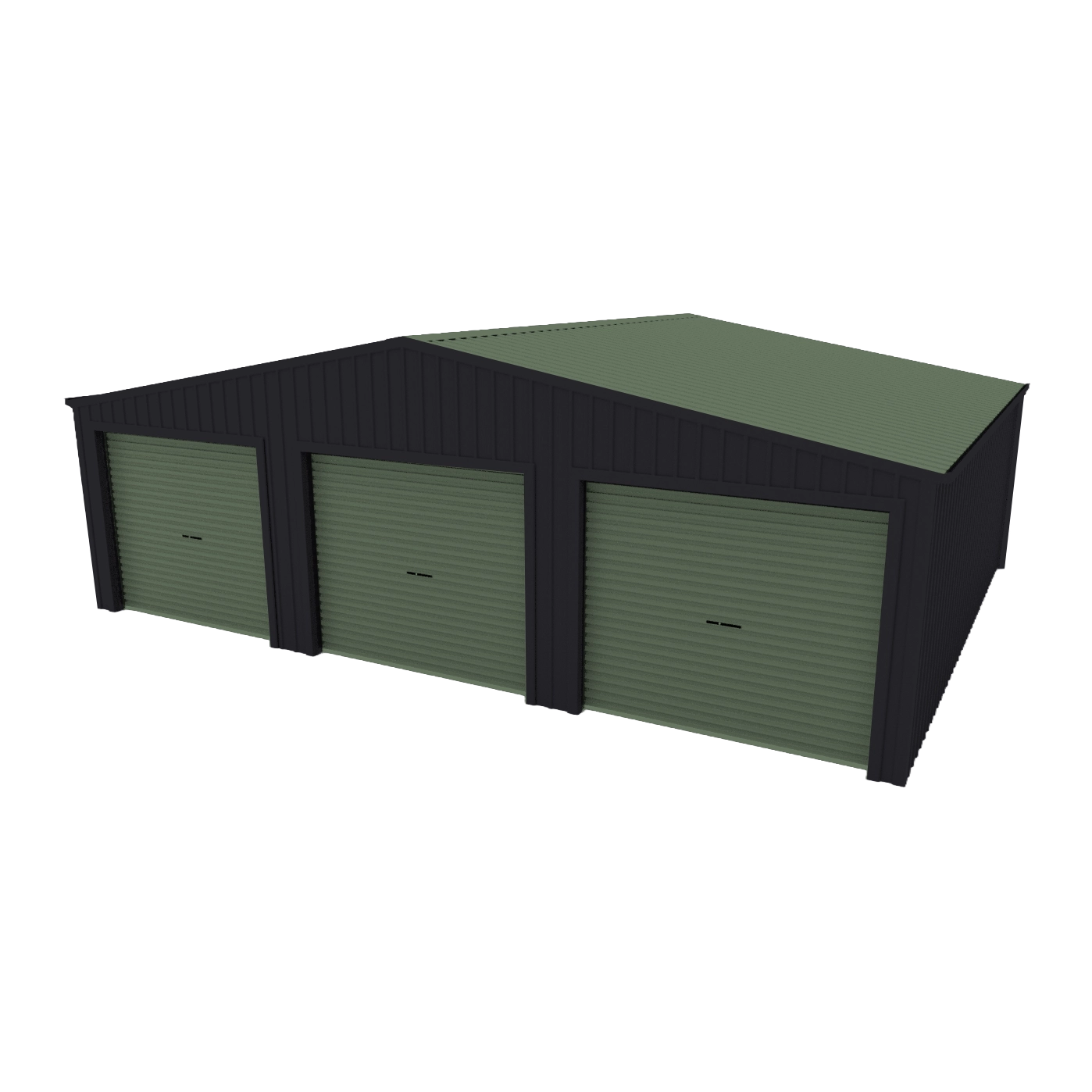 Triple Garage Shed 9.5m x 6m x 2.4m - Mist Green/Monolith