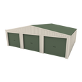 Triple Garage Shed 9.5m x 6m x 2.4m - Mist Green/Off White