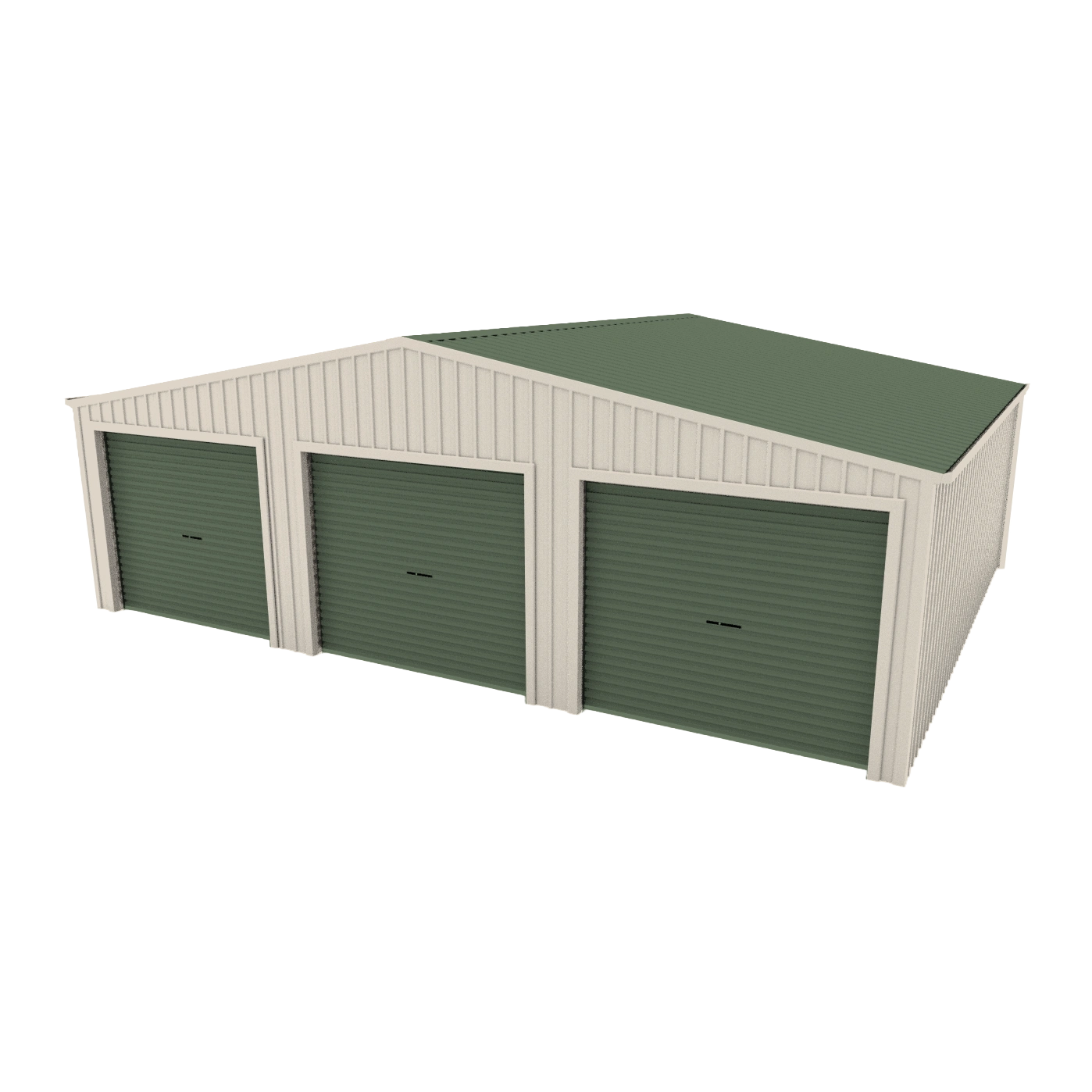 Triple Garage Shed 9.5m x 6m x 2.4m - Mist Green/Off White