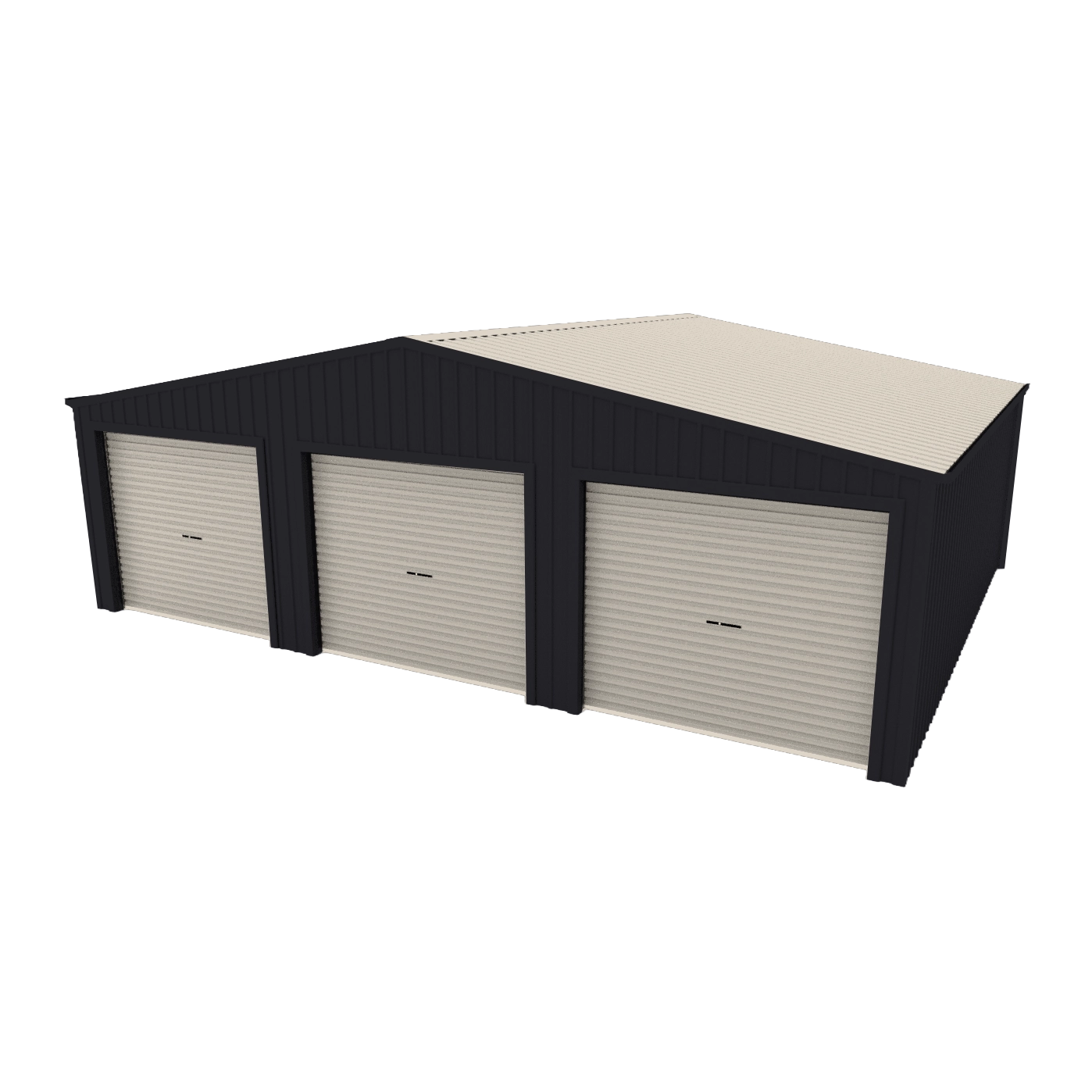 Triple Garage Shed 9.5m x 6m x 2.4m - Off White/Monolith