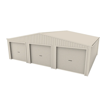 Triple Garage Shed 9.5m x 6m x 2.4m - Off White