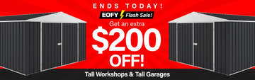 Collection Banner TAF $200 Tall Workshops & Garages EOFY Flash Sale Ends Today