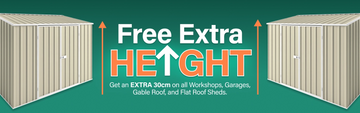 GardenShed Collection Banner Free Extra Height Sitewide Sale