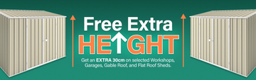 GardenShed Collection Banner Free Extra Height Sitewide Sale