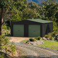 Double Garage Shed 6m x 6m x 2.4m - Mist Green/Monolith