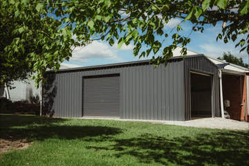 Big Double Garage Shed with Front and Side Roller Doors