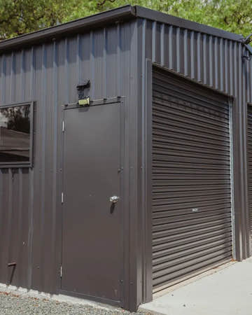 Sleek Double Garage Shed with Customised Personal Access Door