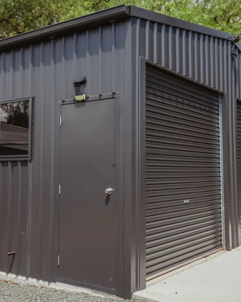 Sleek Double Garage Shed with Customised Personal Access Door