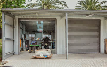 Tough Double Garage Shed with Garaport