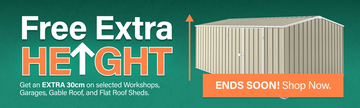 GardenShed Mega Menu Banner Free Extra Height Sitewide Sale Ends Soon