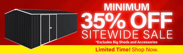 GardenShed Mega Menu Banner Minimum 35% Off Sitewide Sale