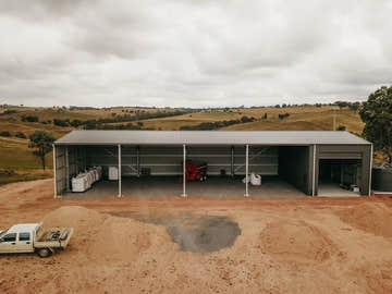 Wide Machinery Shed in Australia