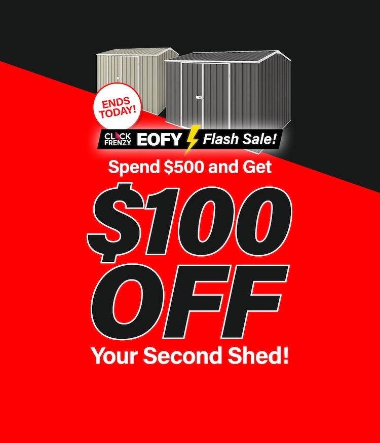 Spend over $500 Get $100 Off Second Shed  Desktop Banner Ends Today