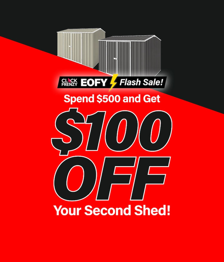 Spend over $500 Get $100 Off Second Shed  Desktop Banner 