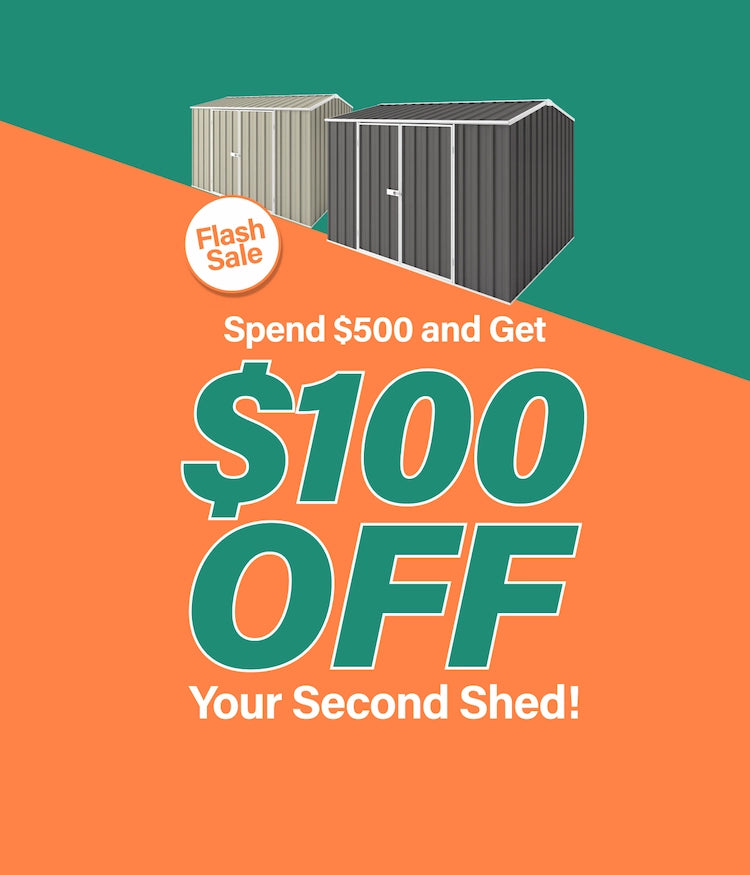 Spend over $500 Get $100 Off Second Shed Desktop Banner 