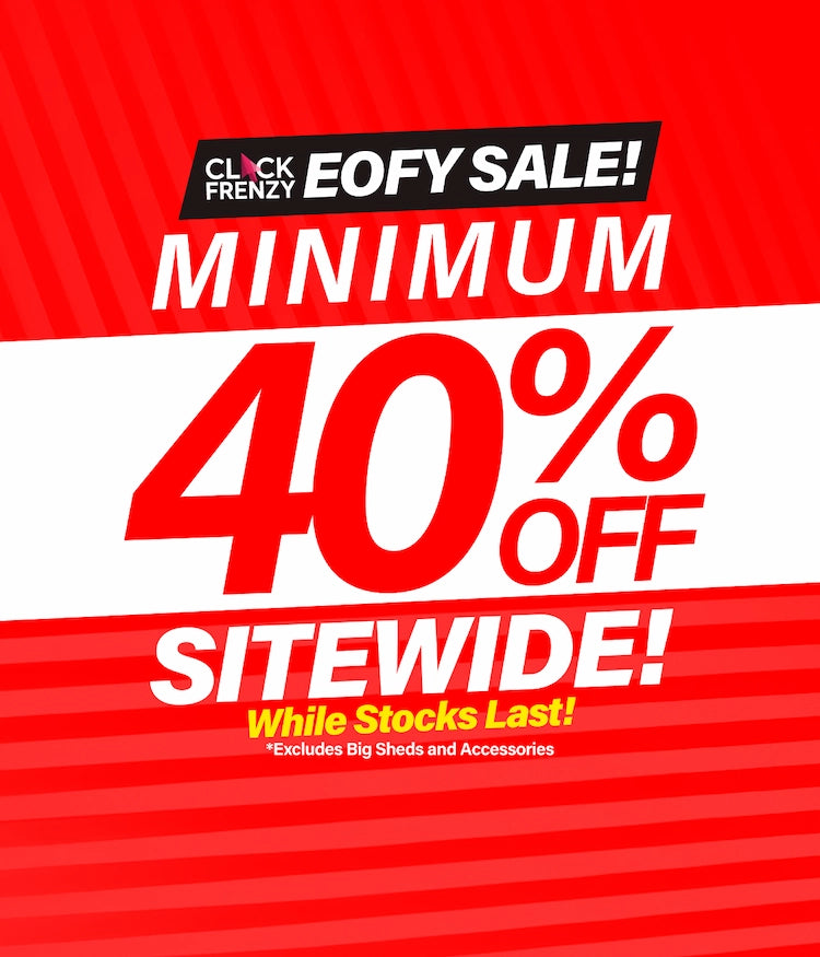 GardenShed Desktop Banner Minimum 40% Off EOFY Click Frenzy Sale