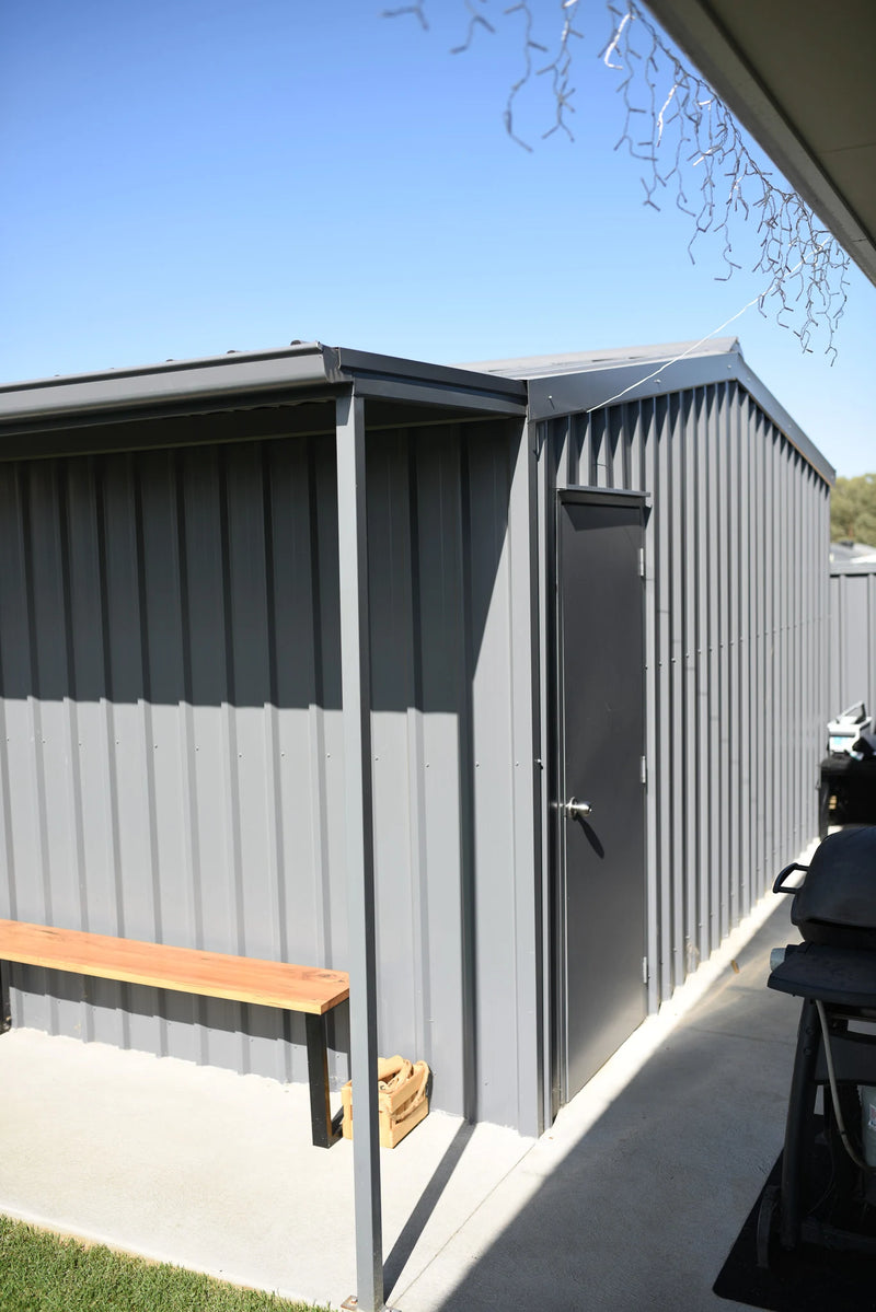 Storage Shed with Personal Access Door and Lean-to