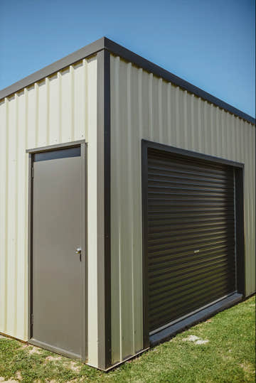 Aussie Made Big Shed with Skillion Roof and Motorised Roller Door