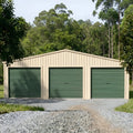 Triple Garage Shed 9.5m x 6m x 2.4m - Mist Green/Off White