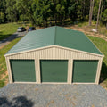 Triple Garage Shed 9.5m x 6m x 2.4m - Mist Green/Off White