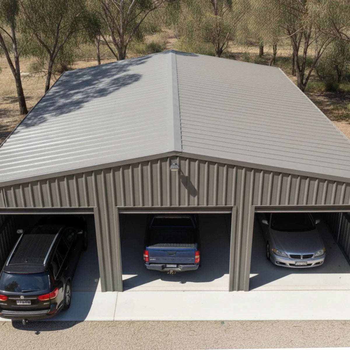 Triple Garage Shed 9.5m x 15m x 2.4m - Slate Grey