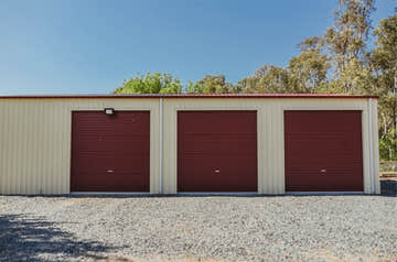 Made Locally Big Shed Garage with Triple Motorised Roller Door