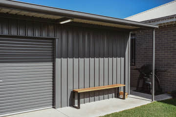 Big Shed Design with Extended Cover Infront Perfect for Hanging Out