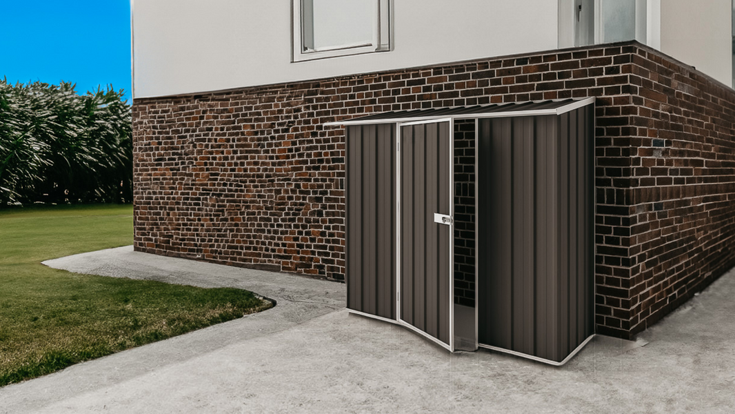 EasyShed Off The Wall Garden Shed 1.5m (w) x 0.78m (d) x 1.95m (h) Zinc