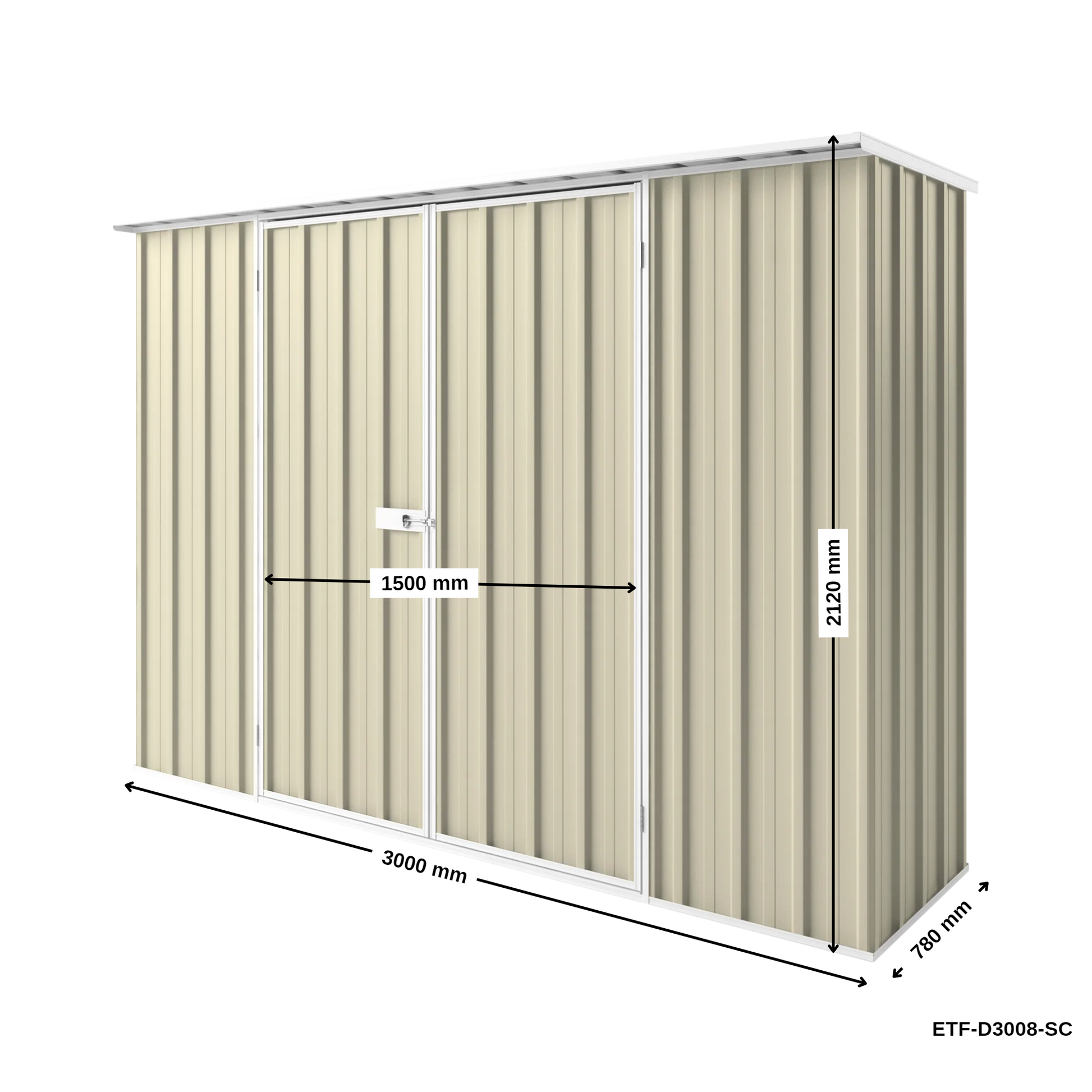 3m x 0.78m Flat Roof Garden Shed - EasyShed